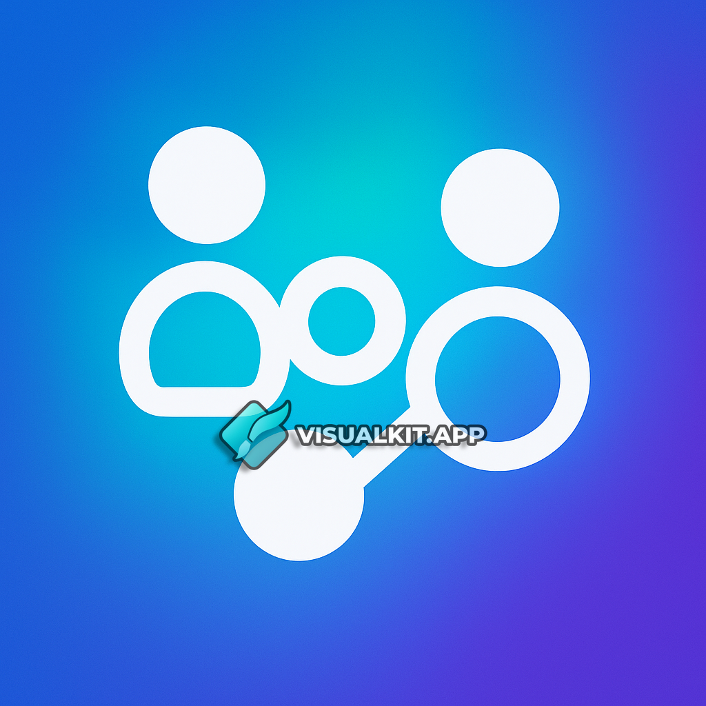 Multiplayer Sync Up App Icon — Interlocking Circles, Blue-Teal Gradien